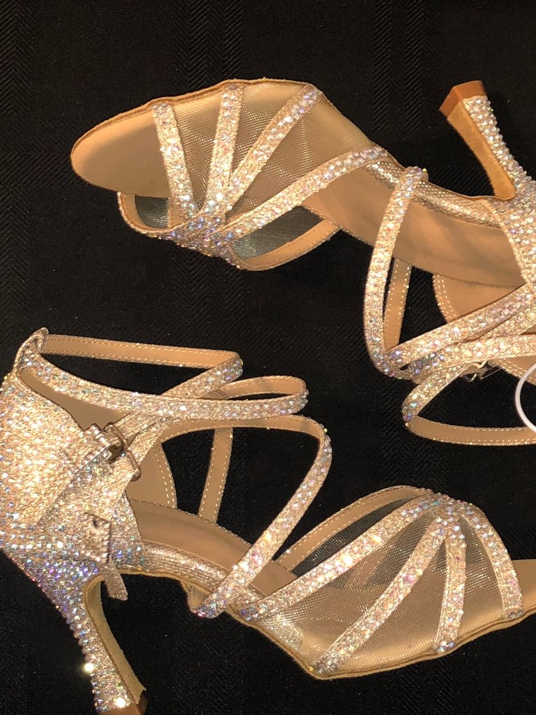 Danceandsway Ab Rhinestone Cross Strap Latin Dance Heels 8.5 — image 8 of 8